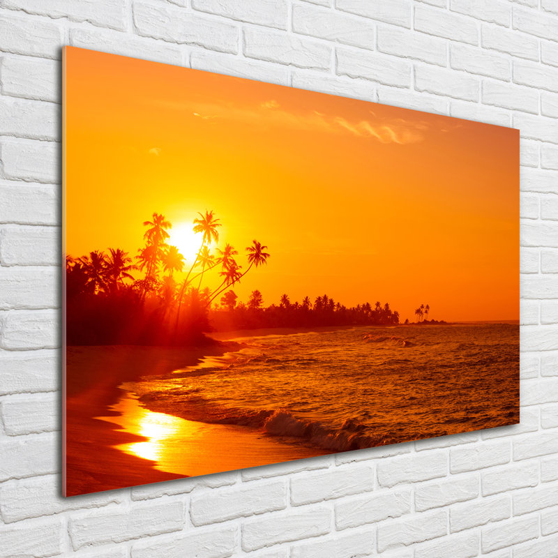 Sunset Beach - No Frame Print on Glass