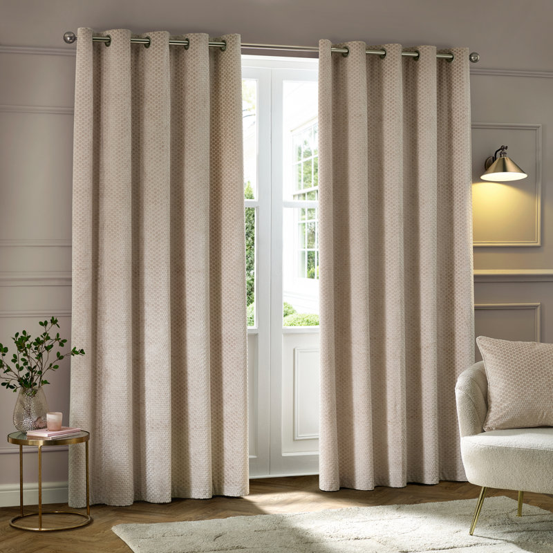 Neptune Room Darkening Curtain Pair, 229cm Width x 183cm Drop, Beige