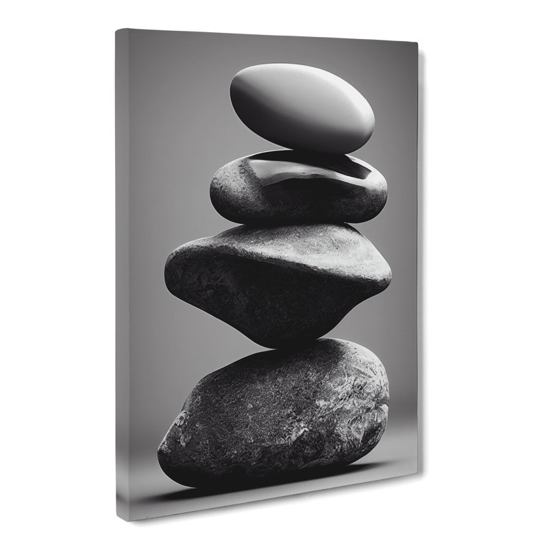 CAN-V0523-1793X Pebbles Zen Stones Stacked Vol.1 - Wrapped Canvas Print, 50cm H x 35cm W