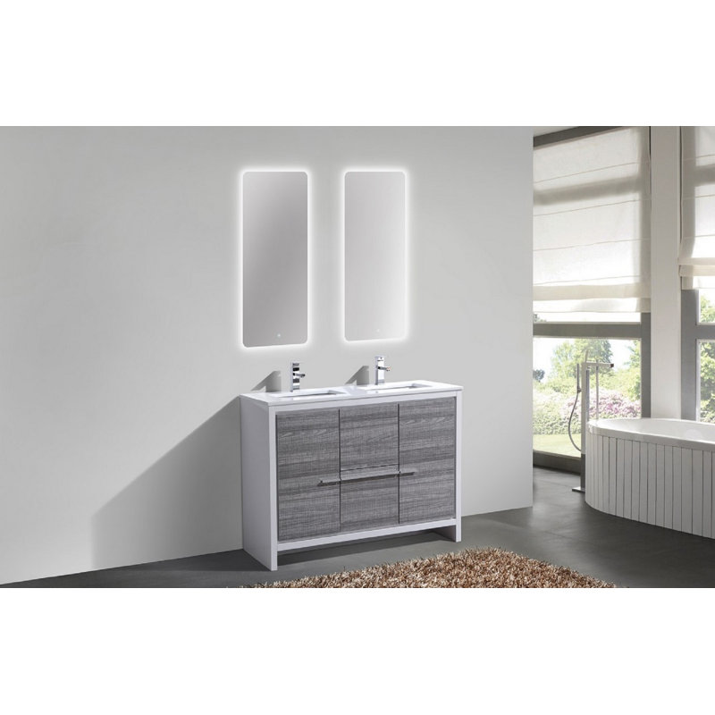 Meraris 48" Double Bathroom Vanity Set, Ash Gray