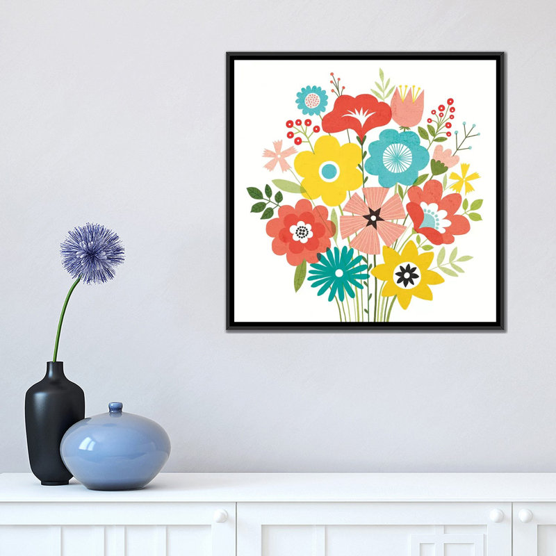 « seaside bouquet iv », reproduction d’impression sur toile, H 37 po x l 37 po x P 1,5 po, Toile avec cadre noir