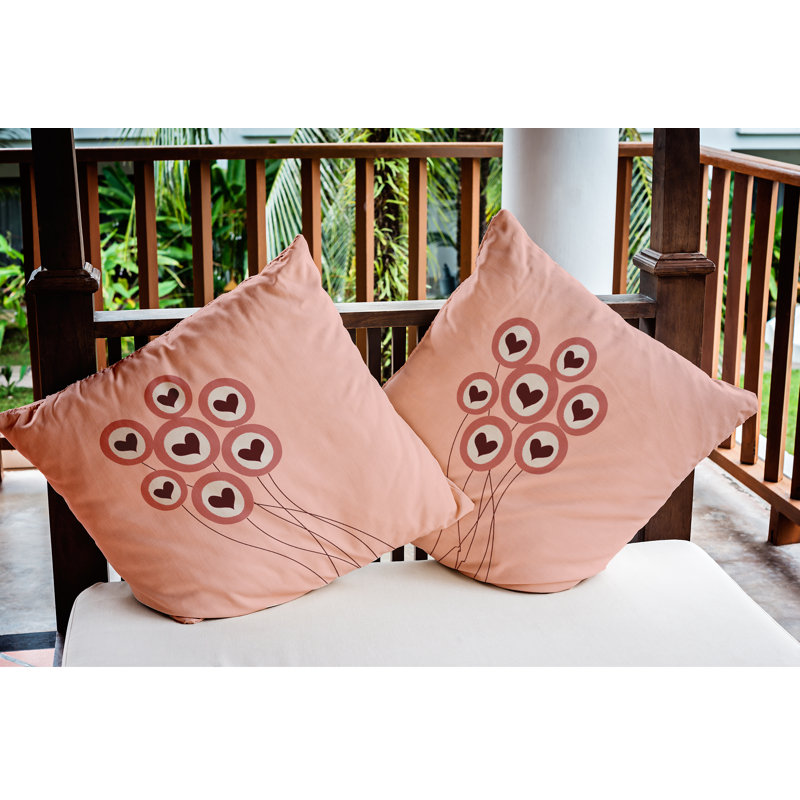 Housse et insert de coussin décoratif extérieur Love Ballons Valentines, 16 po x 16 po, Rose