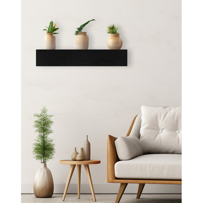 Rayons flottants avec support en métal Rayne, Noir, H 6 po x l 24 po x P 4 po
