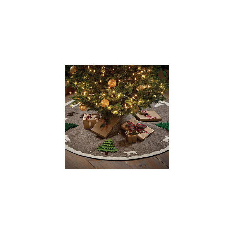 Handmade Christmas Tree Skirt, Gray, 72"