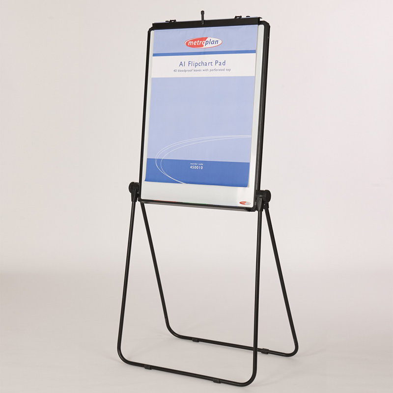 Symple Stuff Folding Adjustable Metal Flipchart Easel, Black