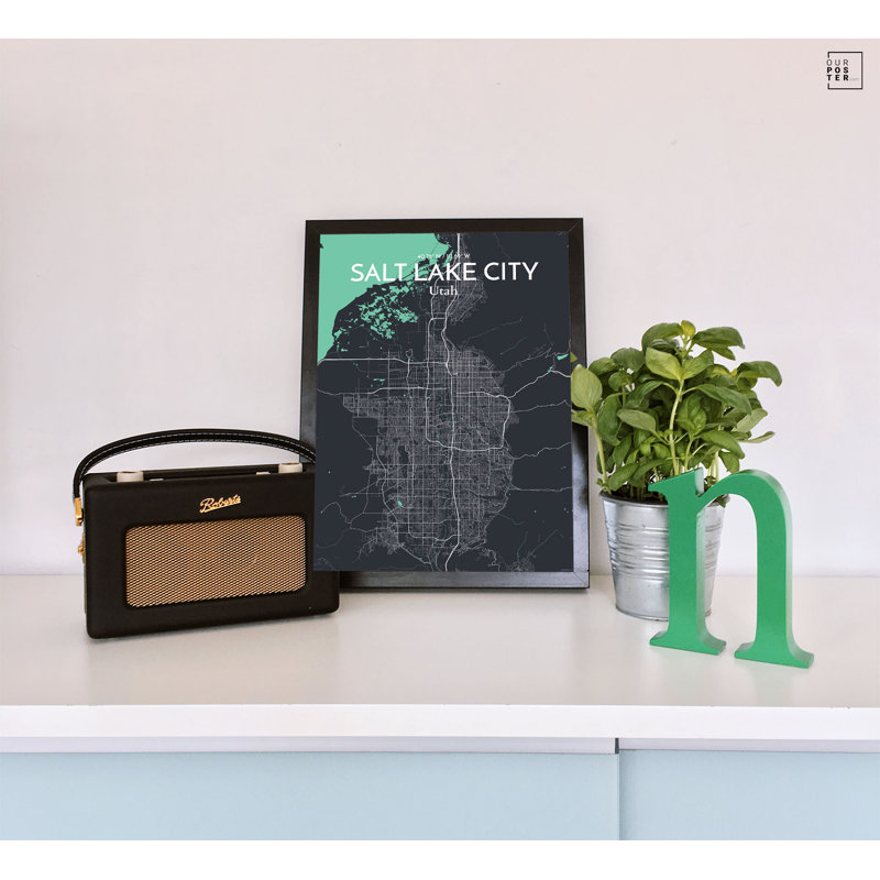 « salt lake city map », reproduction d’impression sur affiche en rêve, H 17 po x l 11 po