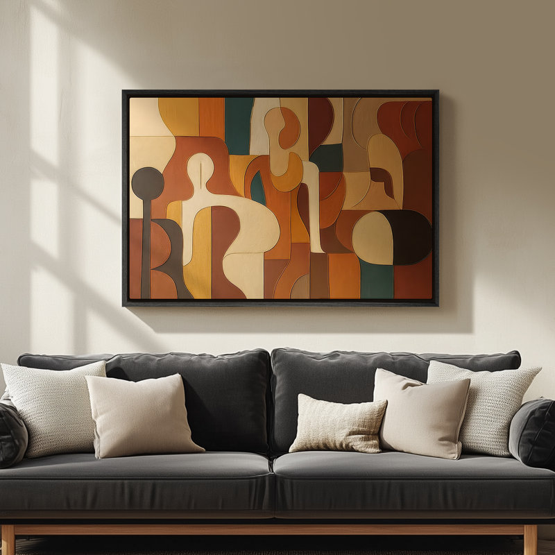 Framed Canvas Wall Art - Vintage Abstract Wall Prints for Bedroom - 24"x36", Black