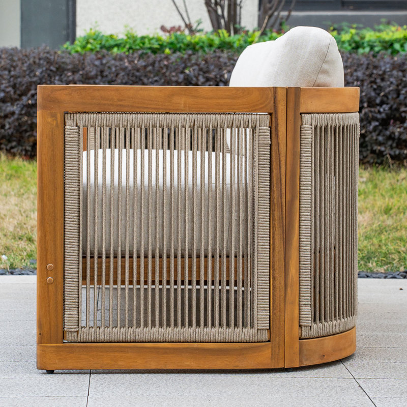 Causeuse de terrasse en bois d'acacia avec coussins Brewsty