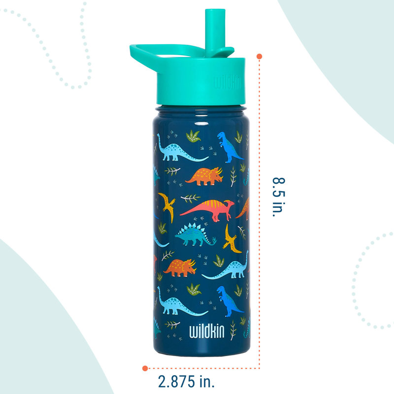 Bouteille d'eau en acier inoxydable 18 oz Wildkin - sans BPA, étanche, isolée, facile à nettoyer - Dinosaures du Jura