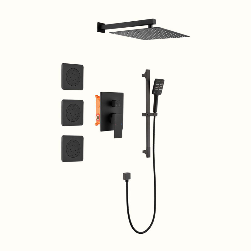 Complete Shower System with Rough in-Valve, Matte Black