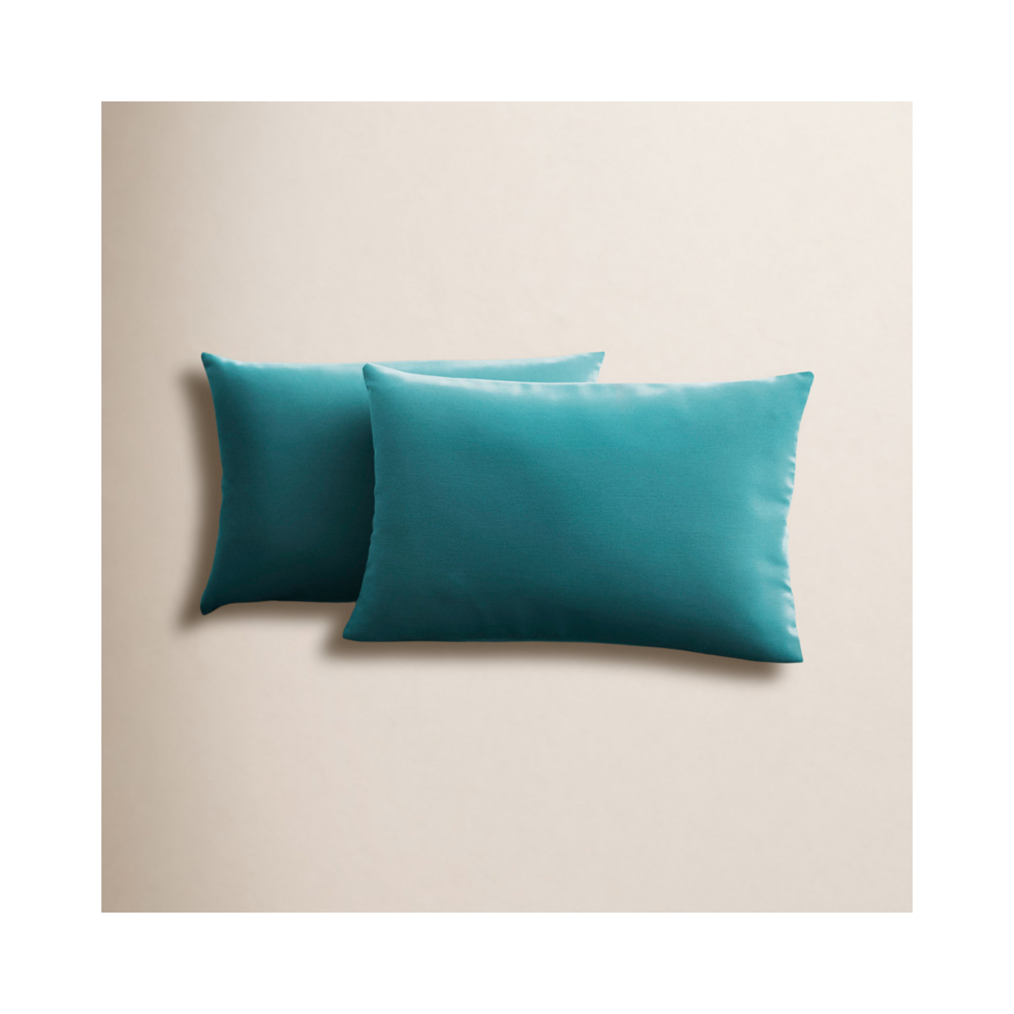 Almeda Indoor/Outdoor Lumbar Throw Pillow, 12" x 24", Aqua Blue