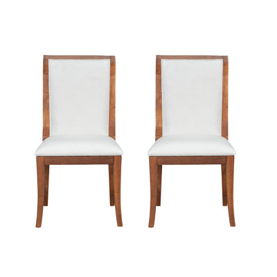 Upholstered Dining Chairs Set of 2 - Traditional Elegant Fabric Side Chairs with Curved Lines, Solid Hardwood Frame