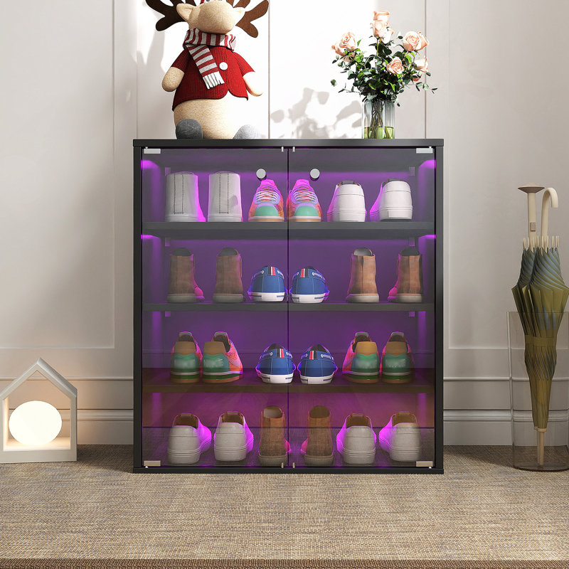 Premium Wooden Shoe Box With RGB LED And Stackable Design For Sneaker Storage