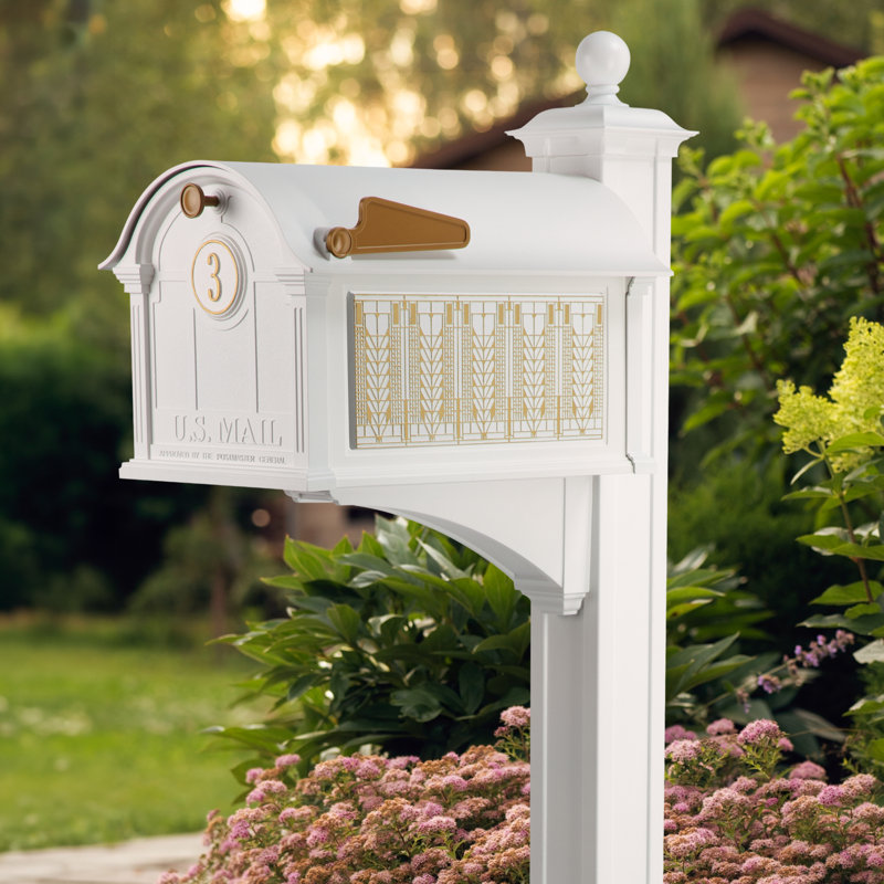 Package: Balmoral Mailbox Frank Lloyd Wright Tree Of Life Package #2 (Balmoral Mailbox, Post, Personalized Door Medallion, Non-Personalized Tree Of Life Sides)