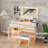 40" Makeup Vanity with LED Lighted Mirror and Charging Station, Glass Top Vanity Desk with Drawers and Shelves