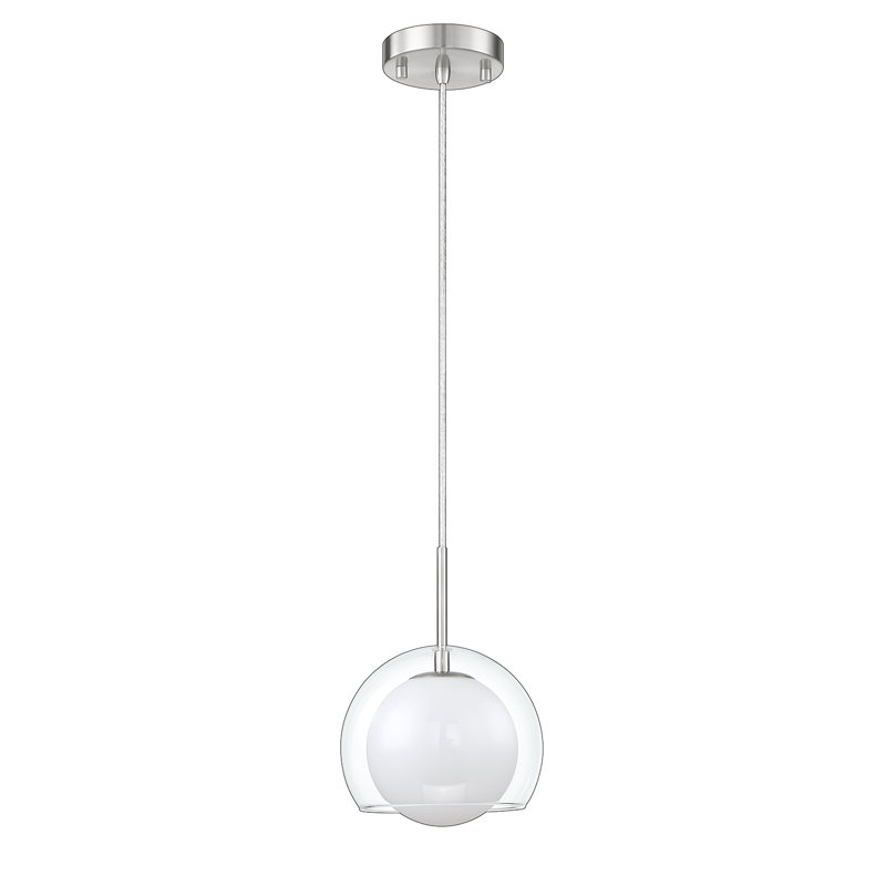 Luminaire suspendu en laiton 1 lumière Barlet, Nickel satiné