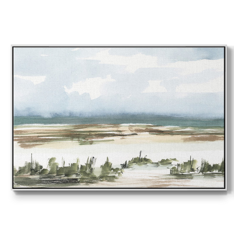 «Coastal Wetlands Watercolor II», toile encadrée de qualité supérieure - prête à être accrochée, H 17 po x l 25 po x P 2 po