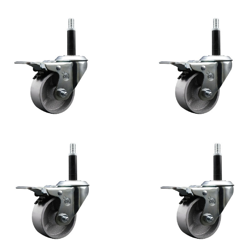 Jeu de roulettes semi-pivotantes extensibles 3/4 pouces
