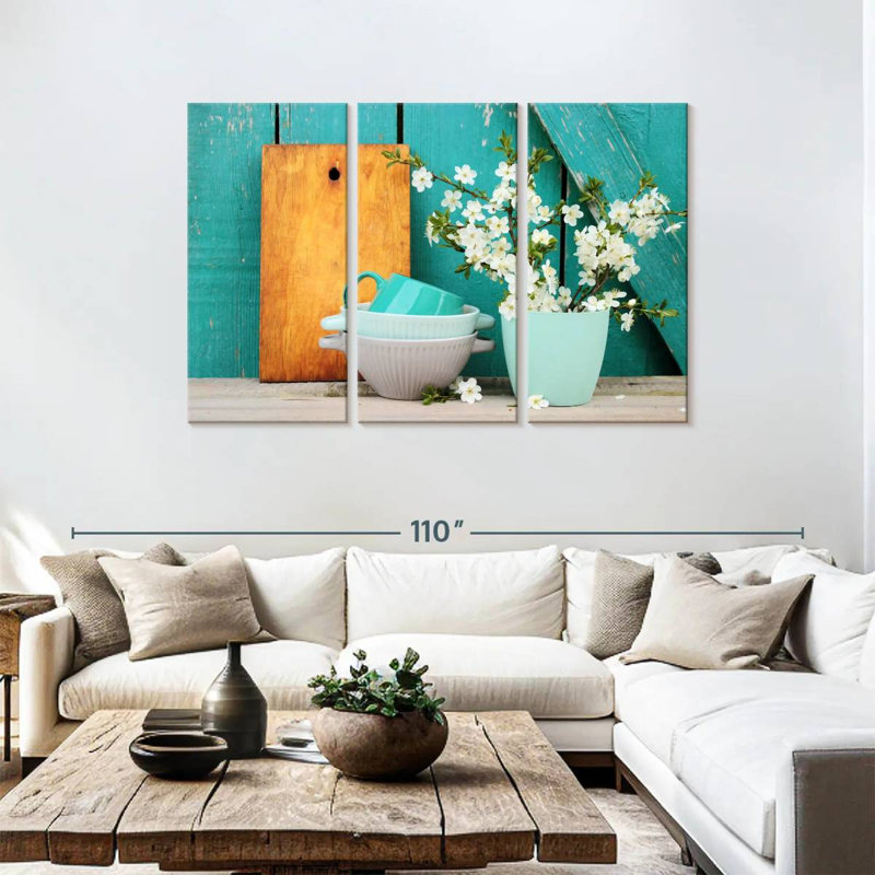 Senne Turquoise Bowls And Vase, 48" H x 74" W