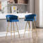 Ensemble de 2 tabourets de bar avec repose-pieds chromé, velours et pieds dorés, conception simple-470443626-470443627
