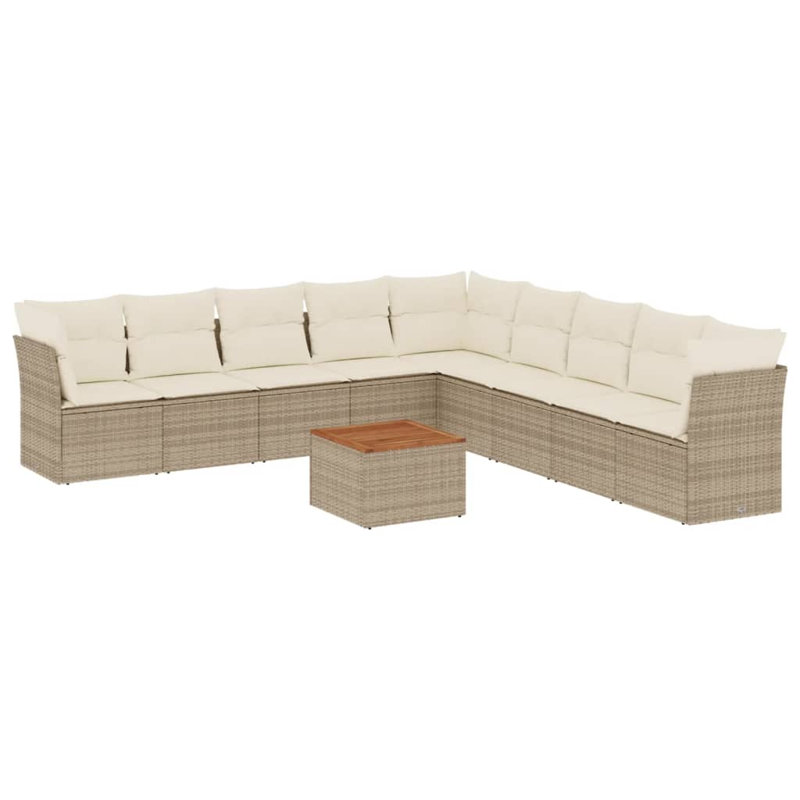 Ensemble de canapé de jardin Vidaxl, Coussin beige / structure brune