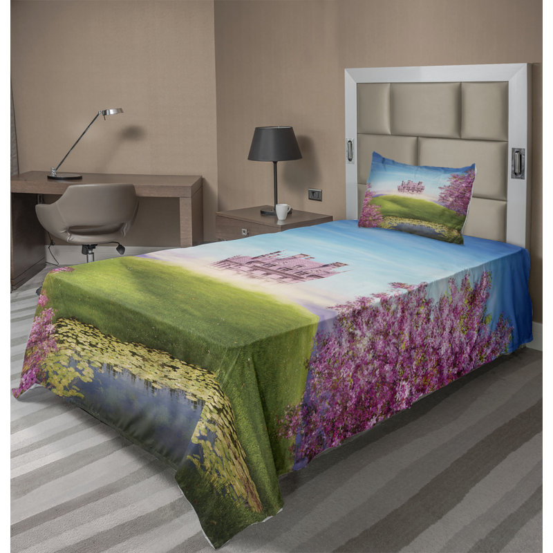 Microfiber Floral Sheet Set, Twin Sheet Set + Fitted Sheet + 1 Pillowcase