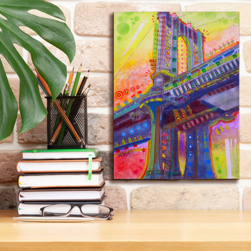 «Manhattan Bridge» par Dean Russo Studios, art mural sur toile, H 16 po x l 12 po x P 0,75 po