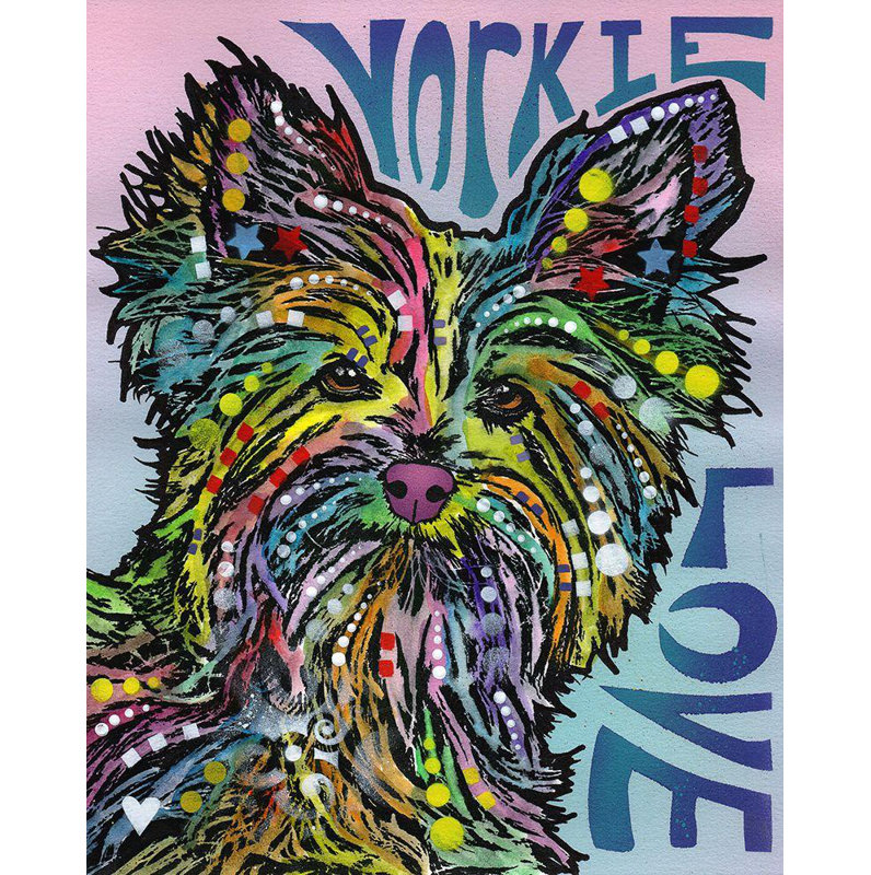 «Bungalow Rose Dean Russo», reproduction d'art sur toile tendue sous le titre «Yorkie Luv», H 24 po x l 20 po