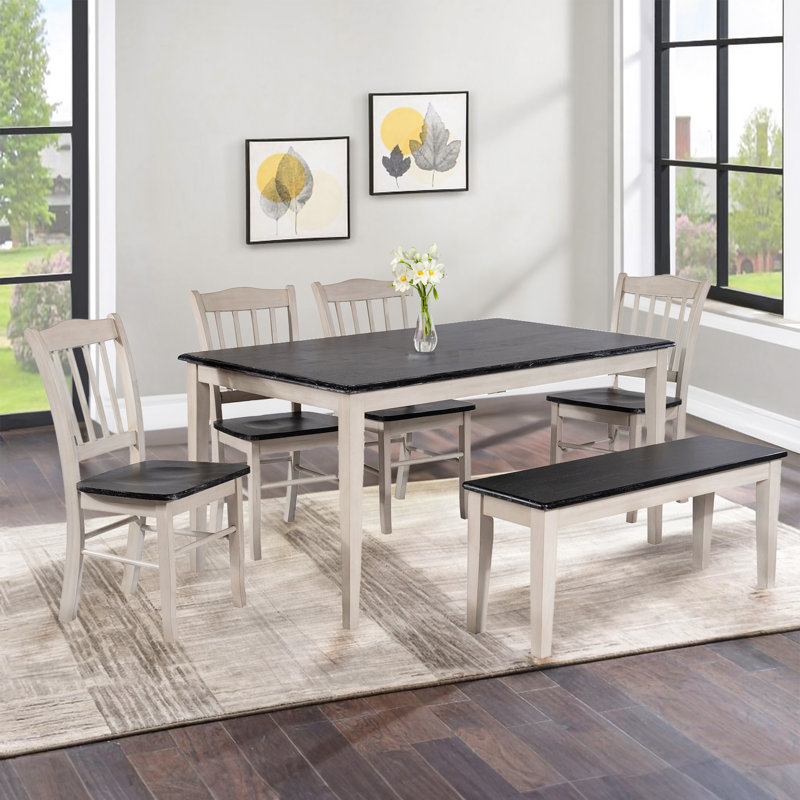 Weldy 6 - Person Dining Set, European Black Ash/Antique White