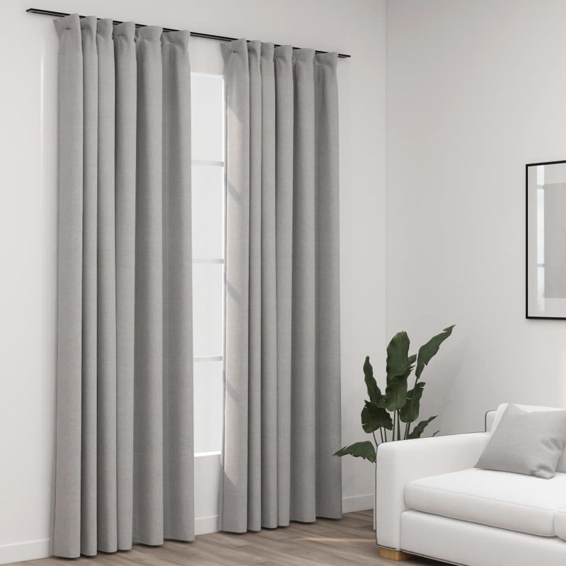 Blackout Curtain Pair, Grey, Width 140 x Drop 245 cm