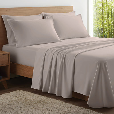 100% Organic Viscose From Bamboo Sheets Set, 300 Thread Count, 4-pc Set, Luxury Cooling Sheets, Deep Pockets - Gift-Ready Packaging, Queen Size (Stone)