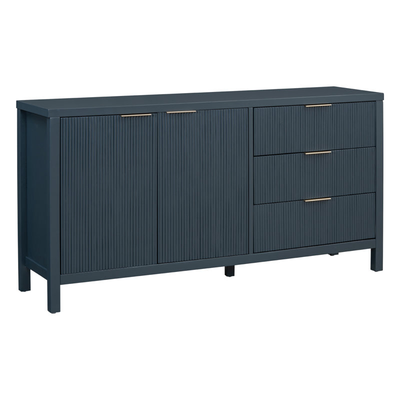 Buffet bleu marine à motif de vagues avec rangement fonctionnel pour maisons modernes