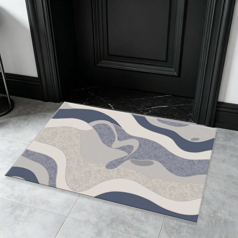 Blue Abstract Wave carpet-easy to clean, machine-washable, soft and comfortable; suitable for door mats, kitchens, living rooms, bedrooms, corridors, and laundry areas. Easy to clean, durable carpet for home decoration.