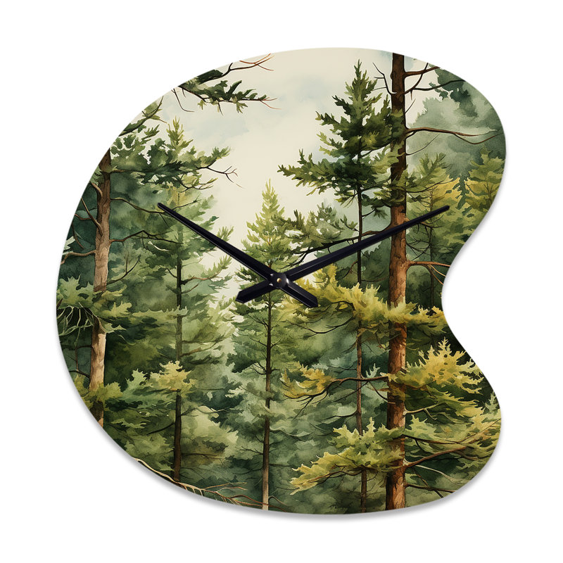 Pine Tree Symphony II - Horloge murale en forme de pin, horloge murale traditionnelle asymétrique, Grand