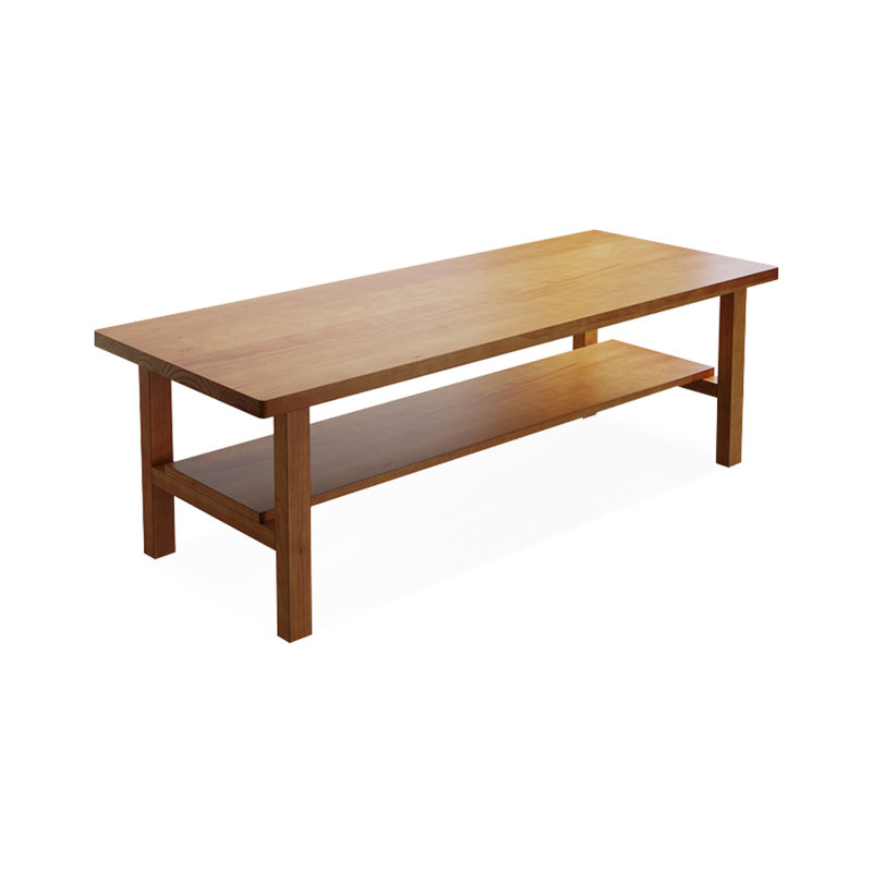 Bureau rectangulaire brun en bois massif, 29.53" H x 94.49" W x 39.37" D