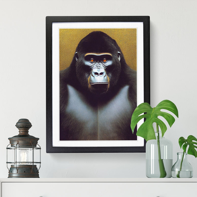 Gorilla - Picture Frame Print, Black, 34cm H x 25cm W x 2cm D