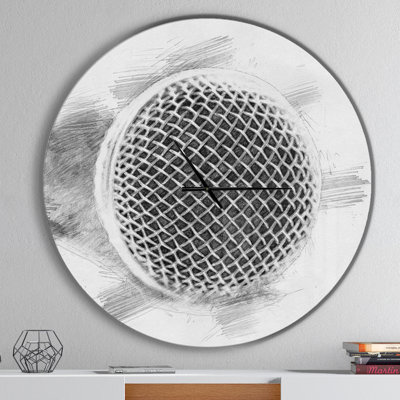Microphone au crayon - Horloge murale moderne