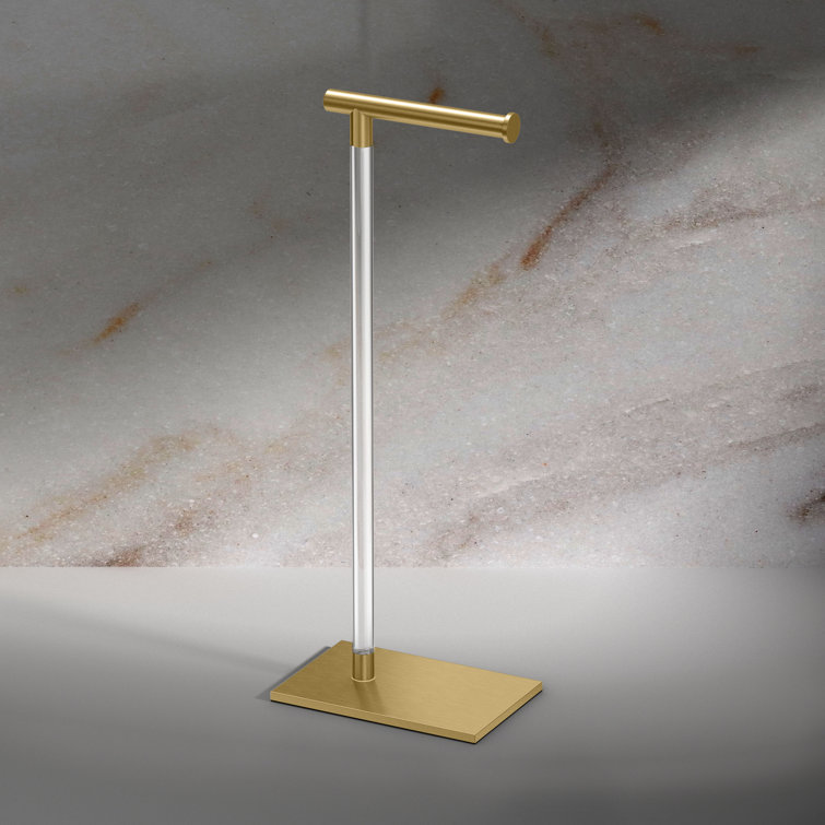Latitude II Free Standing 21.25"H Toilet Paper Holder with Weighted Base | Acrylic Toilet Paper Roll Holder Stand
