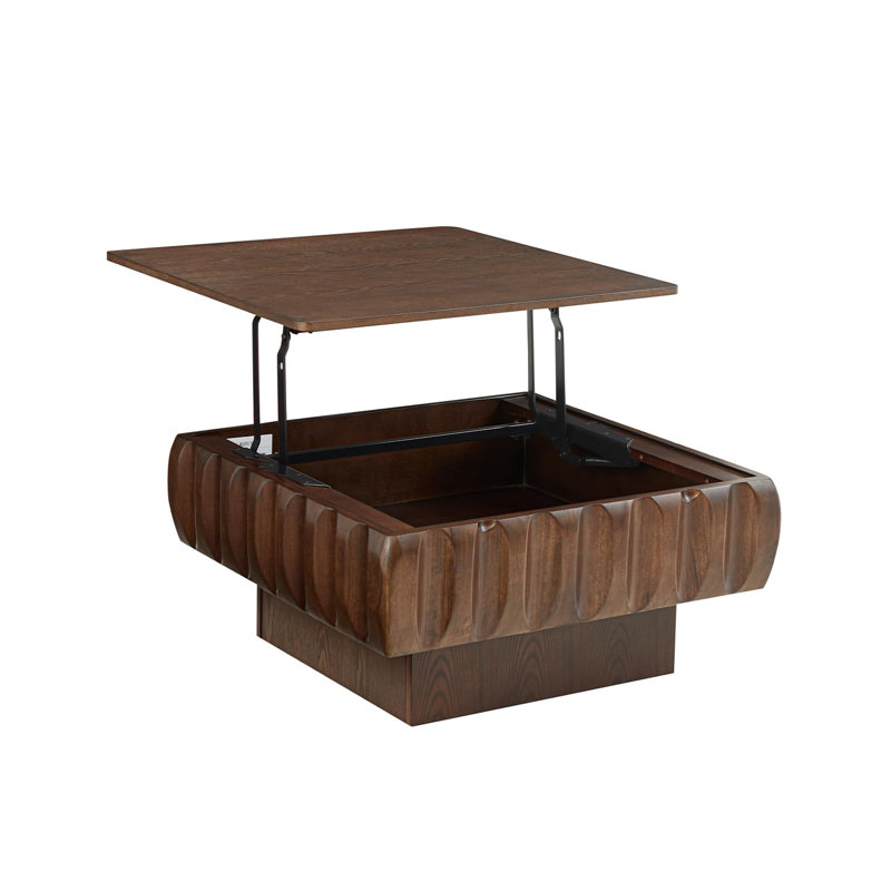 31.1" Lift-Top Walnut Coffee Table with Hidden Storage, Walnut