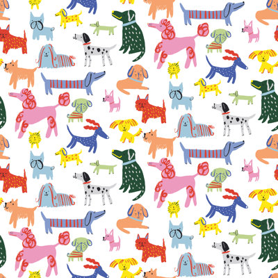 Pup Party 20.5 in x 18 ft Multicolor Dog Peel and Stick Wallpaper (1-Pack, 30 sq. ft.)