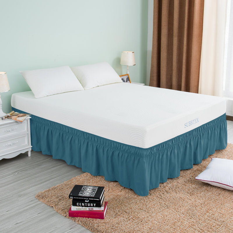  Jupe de lit enveloppante de 15 po avec volants, Très grand, sarcelle