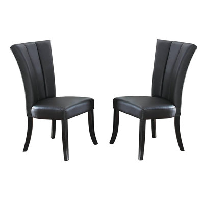 Ensemble de 2 chaises de salle à manger modernes en similicuir noir