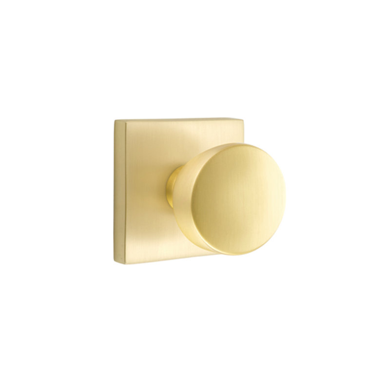 Passage Laurent Knob with Square Rose, Satin Brass
