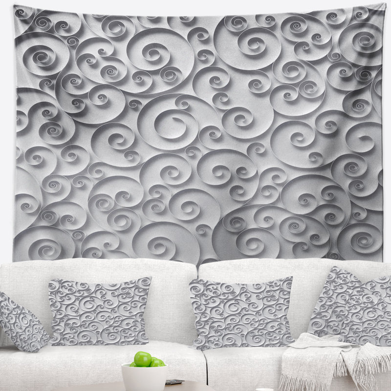 Tapisserie abstraite en papier bouclé, H 78 po x l 92 po