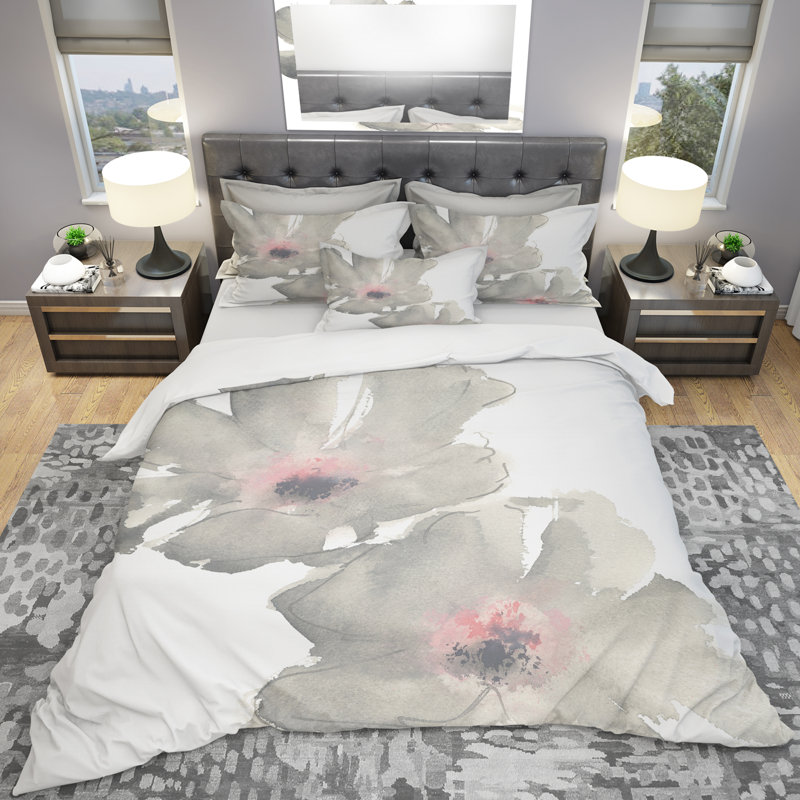 Ensemble de housse de couette Shabby Gray Blush Cosmo II - Shabby Elegance - Microfibre de polyester