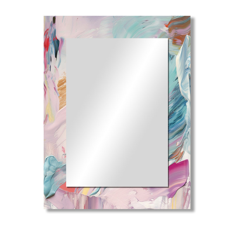 Spring Miracles In Tender Retro Pastel - Abstract Painting Large Wall Mirror, Pink Decorative Mirror, Printed Metal Art