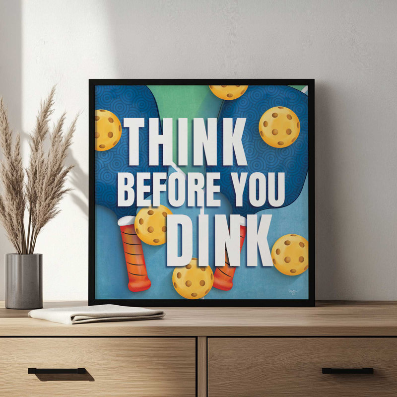 «Think Before You Dink» par Mollie B., reproduction d'art, 12 W x 12 H, Silver, Framed Print