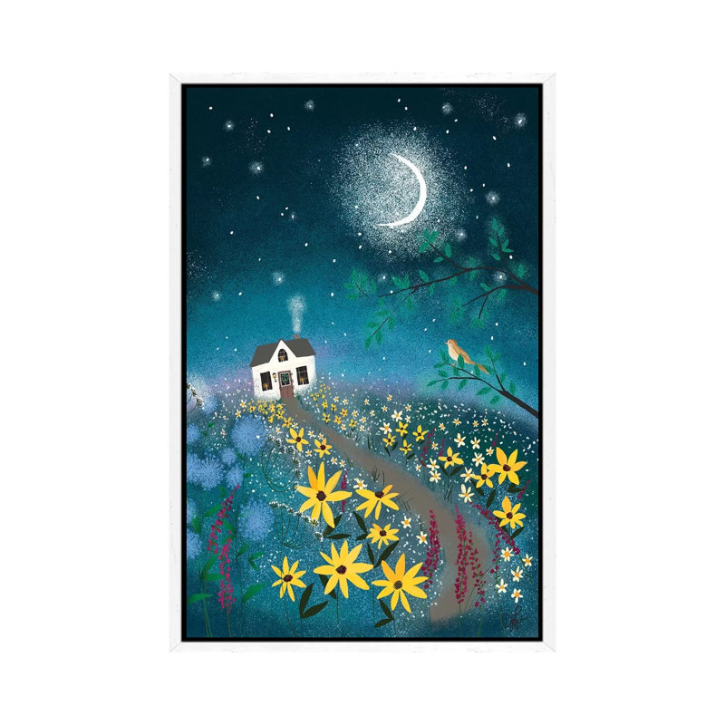Nightingale by Joy Laforme - Painting on Canvas, 66.04cm H x 45.72cm W x 3.81cm D, White Framed