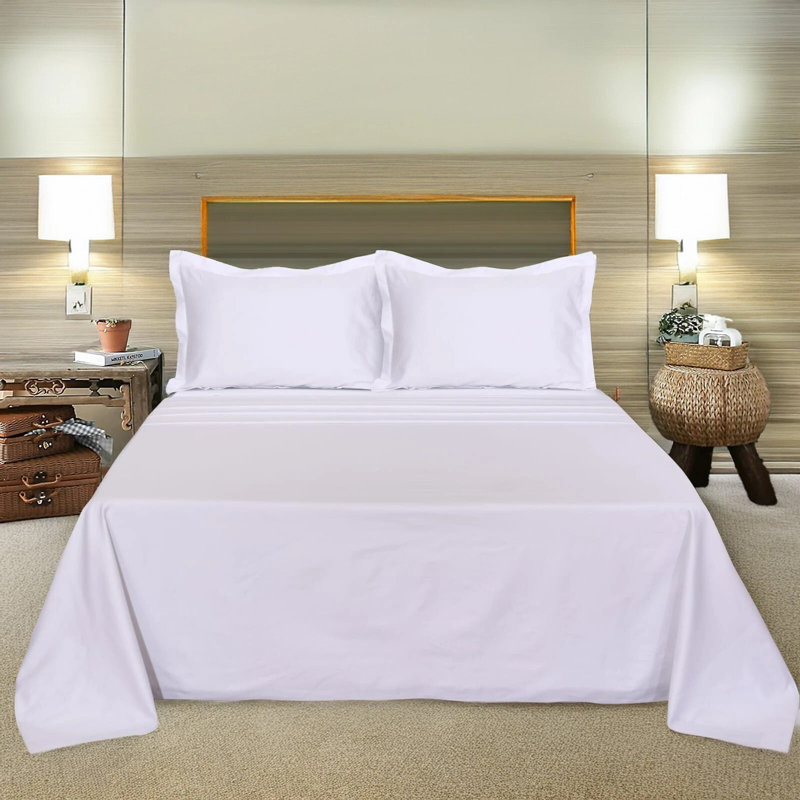 Soft White 6x Flat Sheets Poly Cotton Hotel Quality Bedding Single, Double, King & Superking Sizes Fade & Shrink Resistant Easy Care & Durable Sheets