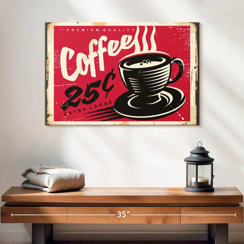 Vieille affiche murale café, H 16 po x l 24 po